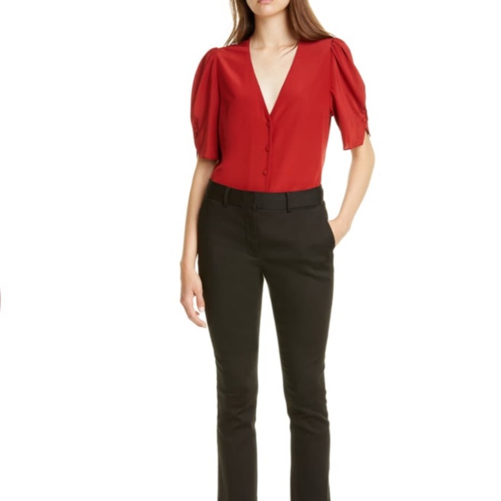 NWT Frame Red Silk Olivia top - seen on Lucifer tv show